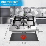 Kiriner Gas Cooktop 2 Burners Gas Stove Top, 12 Inches Portable Stainless Steel Built-in LPG/NG Dual Fuel Gas Hob for Kitchen, RVs, Apartments, Outdoor (L12"×W20")