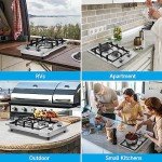 Kiriner Gas Cooktop 2 Burners Gas Stove Top, 12 Inches Portable Stainless Steel Built-in LPG/NG Dual Fuel Gas Hob for Kitchen, RVs, Apartments, Outdoor (L12"×W20")