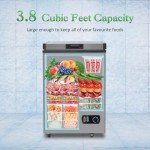 LifePlus Chest Freezer 3.8 Cubic Feet with Removable Storage Basket, Deep Freezer 7 Adjustable Temperature, Energy Saving, Super Quiet for Garage, Office, Kitchen, or Apartment