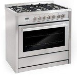 COSMO COS-F965NF 36 in. Dual Fuel Range with 5 Gas Burners, Electric Convection Oven and COSMO 63190 36 in. Wall Mount Range Hood in Stainless Steel