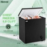 WANAI Chest Freezer 5.0 Cu.Ft Large Deep Freezers Small Chest Freezer Freestanding Top Open 7 Temp Control Low Noise with Removable Basket for Dorm Apartment Home Kitchen