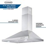 COSMO COS-F965NF 36 in. Dual Fuel Range with 5 Gas Burners, Electric Convection Oven and COSMO 63190 36 in. Wall Mount Range Hood in Stainless Steel