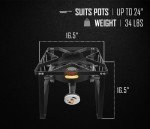 Concord Deluxe Banjo Single Propane Burner, 200,000 BTU Portable Outdoor Stove for Camping Cooking/Home Brewing/Making Sauces, 16” Square