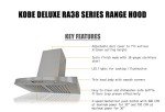 KOBE RA3830SQB-WM-5 Deluxe 30" Wall Mount Range Hood, 3-Speed, 680 CFM, LED Lights, Baffle Filters, Stainless steel