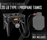 Concord Deluxe Banjo Single Propane Burner, 200,000 BTU Portable Outdoor Stove for Camping Cooking/Home Brewing/Making Sauces, 16” Square
