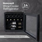 Honeywell 14 Bottle Compressor Wine Cooler Refrigerator, Compact Wine Cellar For Red, White, Champagne or Sparkling Wine, Digital Temperature Control, Glass Door