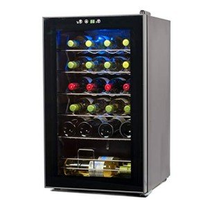 BLACK+DECKER 24 Bottle Wine Fridge with LED Display, Compressor Cooling Wine Cooler Refrigerator with Interior Light, Temperature Controlled Wine Bottle Chiller with Fridge Wine Rack