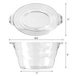 OGGI Acrylic Oval Party Tub - Clear Beverage Cooler w/Handles, Wine Cooler, Beer Chiller, Ideal Party Tubs for Drinks, Use Ice Tub for Indoor or Outdoor Bars, 18.5" x 11"
