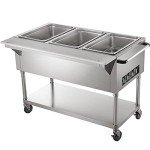 VEVOR Commercial Electric Food Warmer, 3-Pot Steam Table Food Warmer 0-100℃ w/ 2 Lockable Wheels, Professional Stainless Steel Material for Catering and Restaurants