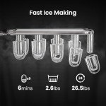 AGLUCKY Ice Makers Countertop with Handle,26.5Lbs/24H,9 Cubes in 6 Mins,2 Sizes of Bullet Ice,Portable Ice Maker Machine with Self-Cleaning,Perfect for Home Kitchen(Black)