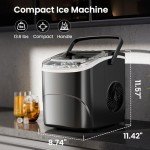 AGLUCKY Ice Makers Countertop with Handle,26.5Lbs/24H,9 Cubes in 6 Mins,2 Sizes of Bullet Ice,Portable Ice Maker Machine with Self-Cleaning,Perfect for Home Kitchen(Black)