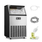 ICEVIVAL Commercial Ice Maker Machine, 100lbs/Daily Ice Production Under Counter Ice Maker, Self-Cleaning, Timer Stainless Ice Maker with 33lbs Ice Storage, Ideal for School, Home, Bar, RV