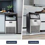 ICEVIVAL Commercial Ice Maker Machine, 100lbs/Daily Ice Production Under Counter Ice Maker, Self-Cleaning, Timer Stainless Ice Maker with 33lbs Ice Storage, Ideal for School, Home, Bar, RV