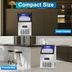 Commercial Ice Maker Machine 130Lbs/24H with 2 Water Inlet Modes, 36Pcs Ice Cubes in 8-15 Mins, Stainless Steel Under Counter/Freestanding Ice Machine with 28Lbs Storage Bin for Home/Shop/Office/Bar