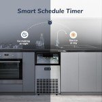 ICEVIVAL Commercial Ice Maker Machine, 100lbs/Daily Ice Production Under Counter Ice Maker, Self-Cleaning, Timer Stainless Ice Maker with 33lbs Ice Storage, Ideal for School, Home, Bar, RV