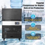 Commercial Ice Maker Machine 120Lbs/24H with 26Lbs Storage Capacity, 60Pcs/Cycle Ice Cubes, Stainless Steel Under Counter Freestanding Ice Machine, 2 Water Inlet Modes