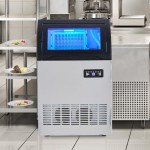 Commercial Ice Maker, 155 Lbs/24H Stainless Steel Undercounter Ice Maker, LED Digital Display Freestanding Ice Machine, 33 Lbs Storage Capacity for Bars/Cafes/Homes/Businesses
