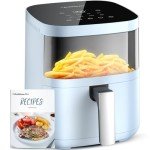 Air Fryer,Beelicious® 8-in-1 Smart Compact 4QT Air Fryers,with Viewing Window,Shake Reminder,450°F Digital Airfryer with Flavor-Lock Tech,Dishwasher-Safe & Nonstick,Fit for 1-3 People,Cyan