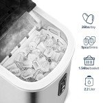 EUHOMY Ice Maker Countertop Machine - 26 lbs in 24 Hours, 9 Cubes Ready in 8 Mins, Electric Ice Maker and Compact Portable Ice Maker with Ice Scoop and Basket, Perfect for Home/Kitchen/Office(Sliver)