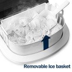 EUHOMY Ice Maker Countertop Machine - 26 lbs in 24 Hours, 9 Cubes Ready in 8 Mins, Electric Ice Maker and Compact Portable Ice Maker with Ice Scoop and Basket, Perfect for Home/Kitchen/Office(Sliver)