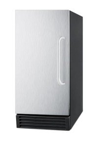 Summit Appliance BIM44GADA ADA Compliant NSF-listed Auto Defrost 50 lbs Clear Icemaker with Internal Pump for Built-in or Freestanding Use Undercounters, Stainless Steel Door, Black Cabinet