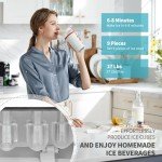 VECYS Water Dispenser Cooler with Ice Maker, 27LBS Daily Ice Making and Hot Cold Water Supply, Child Safety Lock and Compatible with 3 or 5 Gallon Bottles, Ideal for Home and Office