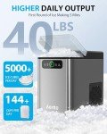 Aeitto Nugget Ice Maker Countertop, Pellet Ice Machine Soft Chewable Ice 40lbs/Day, One-Click Operation, Auto Self-Cleaning Crushed Ice Makers Stainless with Scoop for Home/Kitchen/Office (Grey)
