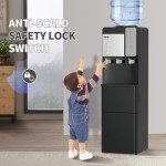 VECYS Water Dispenser Cooler with Ice Maker, 27LBS Daily Ice Making and Hot Cold Water Supply, Child Safety Lock and Compatible with 3 or 5 Gallon Bottles, Ideal for Home and Office