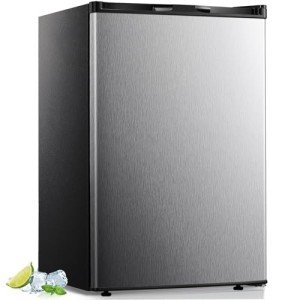 R.W.FLAME 3.0 Cu.Ft Upright Freezer with Reversible Single Door, Mini Freezer with Removable Shelves Small Freezer for Home Kitchen Office (3.0 Cu.ft, Stainless Steel)