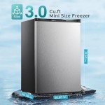 R.W.FLAME 3.0 Cu.Ft Upright Freezer with Reversible Single Door, Mini Freezer with Removable Shelves Small Freezer for Home Kitchen Office (3.0 Cu.ft, Stainless Steel)