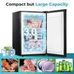 R.W.FLAME 3.0 Cu.Ft Upright Freezer with Reversible Single Door, Mini Freezer with Removable Shelves Small Freezer for Home Kitchen Office (3.0 Cu.ft, Stainless Steel)