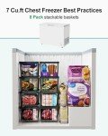 iSPECLE Freezer Organizer Bins - 4 Pack Stackable Chest Freezer Organizer for 7 Cu.FT Deep Freezer Sort Frozen Food, Easily Get Food from the Bottom with Side Handles Add Storage Space, Black