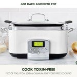 GreenPan Elite 8 - in -1 Programmable 6QT Electric Slow Cooker, Dishwasher Safe Lid & Removable Crock, PFAS-Free Healthy Ceramic Nonstick Multi-Cooker, Sear, Sauté/Brown, Steam Basket, Roast, White