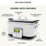 GreenPan Elite 8 - in -1 Programmable 6QT Electric Slow Cooker, Dishwasher Safe Lid & Removable Crock, PFAS-Free Healthy Ceramic Nonstick Multi-Cooker, Sear, Sauté/Brown, Steam Basket, Roast, White