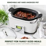 GreenPan Elite 8 - in -1 Programmable 6QT Electric Slow Cooker, Dishwasher Safe Lid & Removable Crock, PFAS-Free Healthy Ceramic Nonstick Multi-Cooker, Sear, Sauté/Brown, Steam Basket, Roast, White