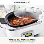 GreenPan Elite 8 - in -1 Programmable 6QT Electric Slow Cooker, Dishwasher Safe Lid & Removable Crock, PFAS-Free Healthy Ceramic Nonstick Multi-Cooker, Sear, Sauté/Brown, Steam Basket, Roast, White