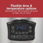 Hamilton Beach Portable 6 Quart Set & Forget Digital Programmable Slow Cooker with Lid Lock, Temperature Probe & Defrost Setting, Dishwasher Safe Crock & Lid, Silver (33869)