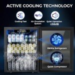 Joy Pebble Beverage Refrigerator Cooler 1.7 Cu.Ft, 16 Bottle 68 Can - Mini Fridge with Glass Door for Beer Drinks Wines,Freestanding beverage fridge with Adjustable Shelving
