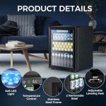 Joy Pebble Beverage Refrigerator Cooler 1.7 Cu.Ft, 16 Bottle 68 Can - Mini Fridge with Glass Door for Beer Drinks Wines,Freestanding beverage fridge with Adjustable Shelving