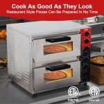 CROSSON ETL listed Commercial Double Deck 16 inch Countertop Electric Pizza Oven with pizza stone, Multipurpose Indoor Pizza oven for Restaurant use,120V/3200W