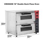CROSSON ETL listed Commercial Double Deck 16 inch Countertop Electric Pizza Oven with pizza stone, Multipurpose Indoor Pizza oven for Restaurant use,120V/3200W