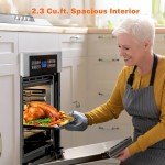 Empava 24" Electric Convection Single Wall Oven 10 Cooking Functions Deluxe 360° ROTISSERIE with Sensitive Touch Control in Stainless Steel, Silver