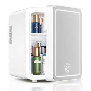 Mini Skincare Fridge with LED Light Mirror