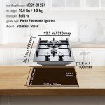 VEVOR 12" Dual Fuel Built-in Cooktop - 12250BTU