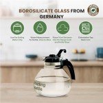 Borosilicate Glass Whistling Tea Kettle - 12 Cup