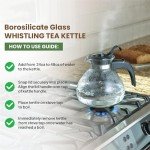Borosilicate Glass Whistling Tea Kettle - 12 Cup