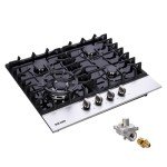 24-Inch Gas Cooktop with 5 Burners and Glass Top