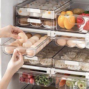 Clear Refrigerator Organizer Bins for Eggs