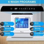 IAGREEA Compact Portable Countertop Dishwasher, 5 Programs
