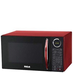 RCA 900W Red Microwave Oven with 10 Power Levels